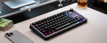 YUNZII B75 PRO MAX Wireless Mechanical Keyboard, QMK/VIA Custom 75% Gaming Keyboard with Screen&Knob, Creamy Sounds for Win/Mac