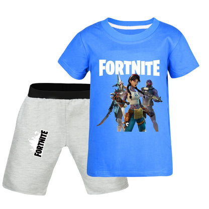 Fortnite Summer Kids Cartoon T-shirts Shorts Two-piece Set Baby Boys Tracksuit Girls Outfits 505
