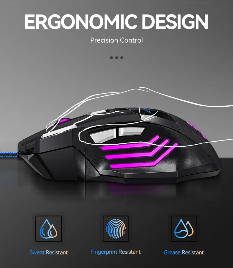 G6 kabelgebundene USB-Gaming-Maus mit 7 Tasten, Scrollrad, 5500DPI einstellbarem optischem Sensor und ergonomischem E-Sport-Design für Laptop, PC, Xiaomi