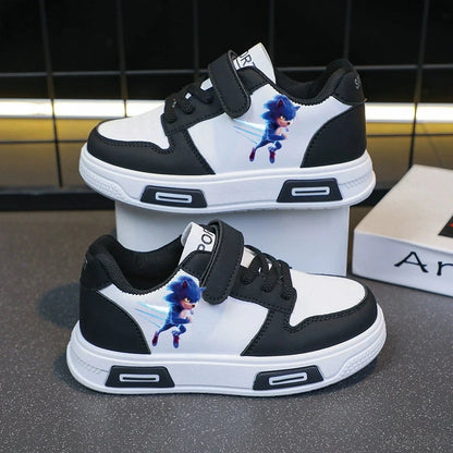 Sonic Fashion Sport Shoes PU Leather Sneakers Soft-soled Student Sneakers Tennis Shoes