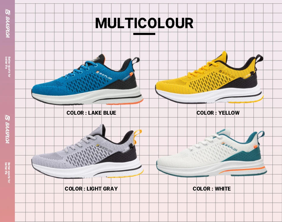 Baasploa Lightweight Running Shoes for Men, Comfortable Men’s Designer Mesh Casual Sneakers, Lace-Up Male Outdoor Sports Tennis Shoes