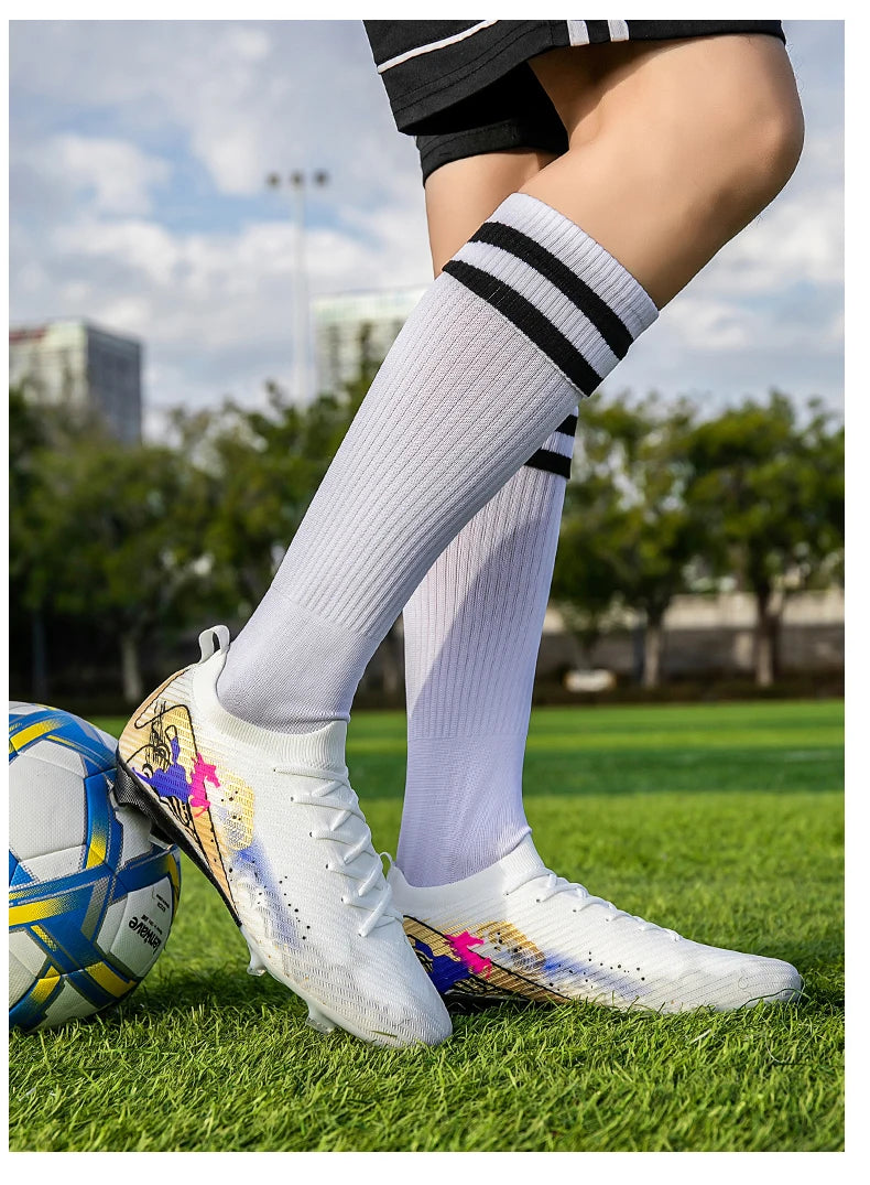 Nuovi scarpini da calcio da uomo, tacchetti FG antiscivolo per allenamento, scarpe da calcio con tacchetti lunghi, da partita, ultraleggeri, per outdoor, dropshipping