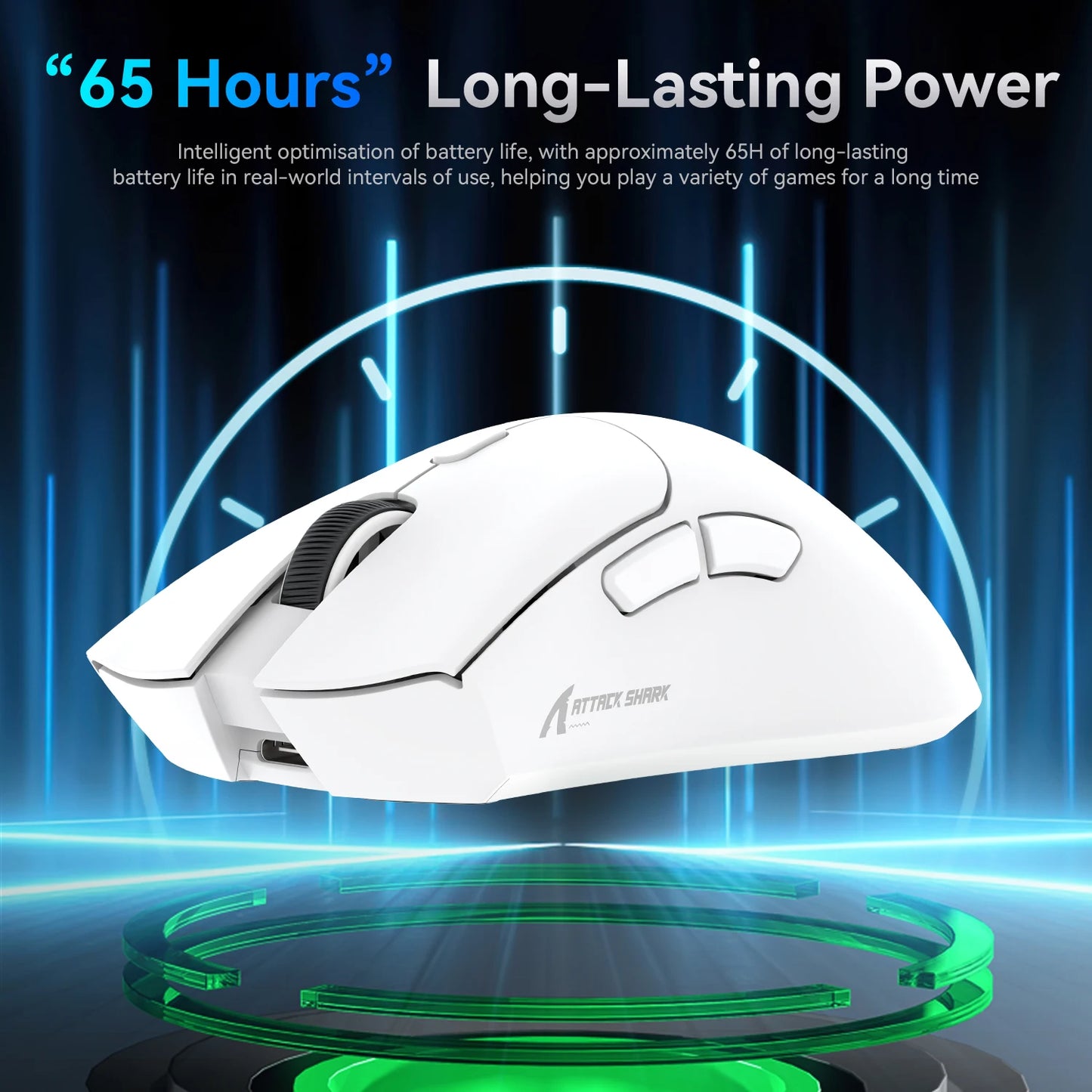 Rato Gaming Tri-Mode ATTACK SHARK R1, Sensor PixArt PAW3311, 18000 DPI, 1000hz, ultraleve de 59g para mãos grandes, para PC/Mac