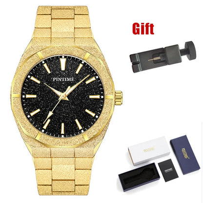 Men's wristwatch Starry Frosted Men Quartz Watch Fashion And Luxury Gentleman Watches Golden Watch Waterproof Silver Accessories