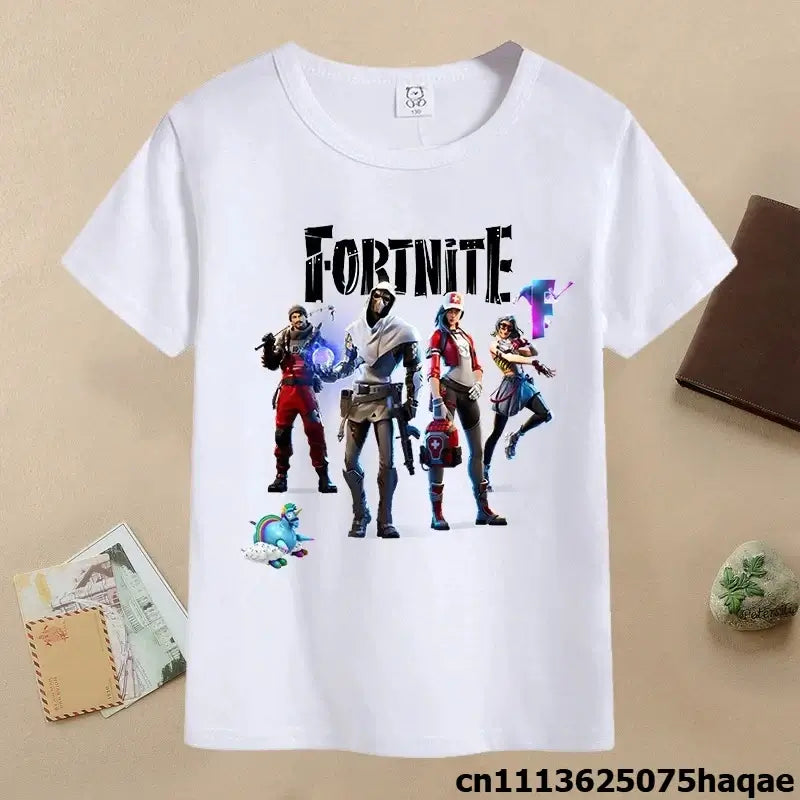 Summer Fortnite Children T-shirt Cartoon Game Figure Printed T-shirt Boys Casual Sports T-shirt Short Sleeves Kids Clothing
