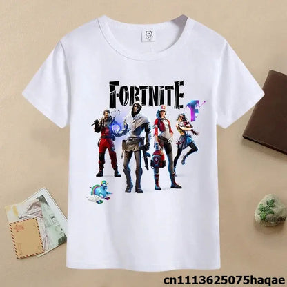 Summer Fortnite Children T-shirt Cartoon Game Figure Printed T-shirt Boys Casual Sports T-shirt Short Sleeves Kids Clothing