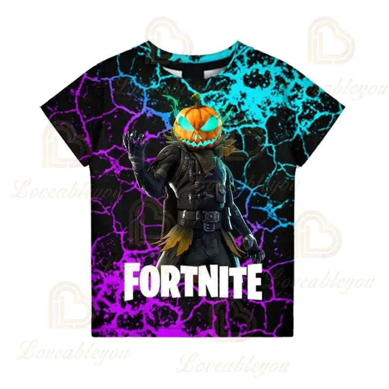 Fortnite Boys T-shirt Kids Tops Summer Children Clothes 3D Funny Battle Royale Game Graphics T-Shirt Toddler Girls Top Tee