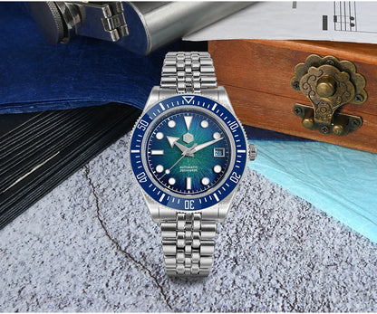 San Martin 40mm Men's Luxury Diver Watch Miyota 9015 Enamel Sunburst Dial Automatic Mechanical Wristwatch Waterproof 200m SN0148