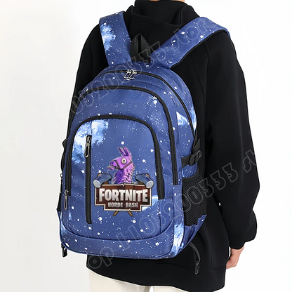 Fortnite Starry Sky Backpack Large Capacity Waterproof Laptop Bag Game Character Print Student Pack Boys and Girls Back to School Bag