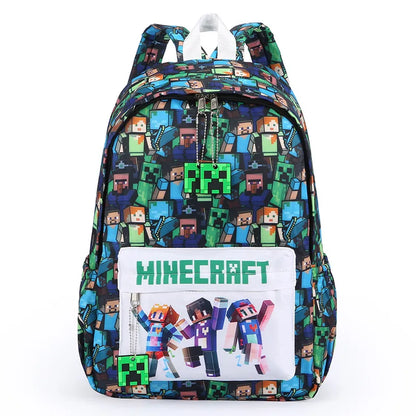 In Stock Minecraft Backpack Graffiti Print Lightweight School Backpack Casual Daily Travel Bag For Male Young Men Outdoor Use