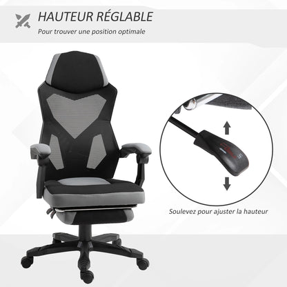 Desk Chair Vinsetto gaming armchair height adjustable back castors pivoting foot fabric mesh rest 58L x 63l x