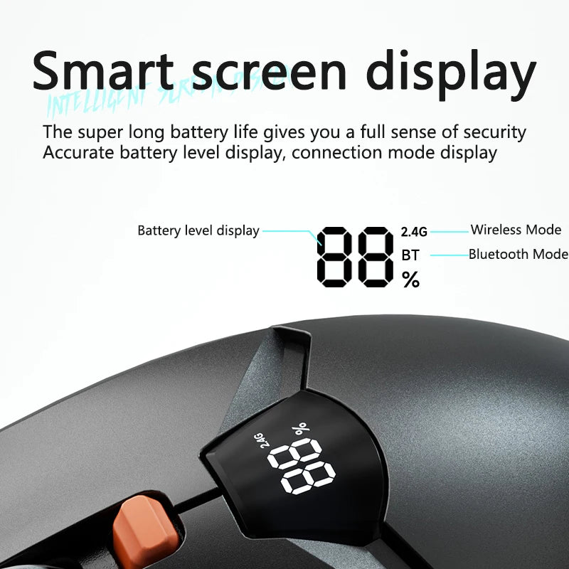 Bezdrôtová herná myš Warvank SX01 so smart displejom, 6-stupňovým nastavením DPI, 600mAh nabíjateľná tichá kancelárska Bluetooth myš