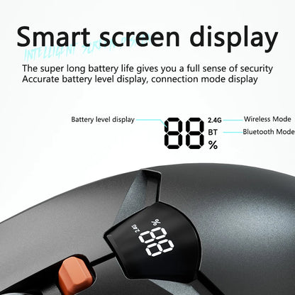 Bezdrôtová herná myš Warvank SX01 so smart displejom, 6-stupňovým nastavením DPI, 600mAh nabíjateľná tichá kancelárska Bluetooth myš