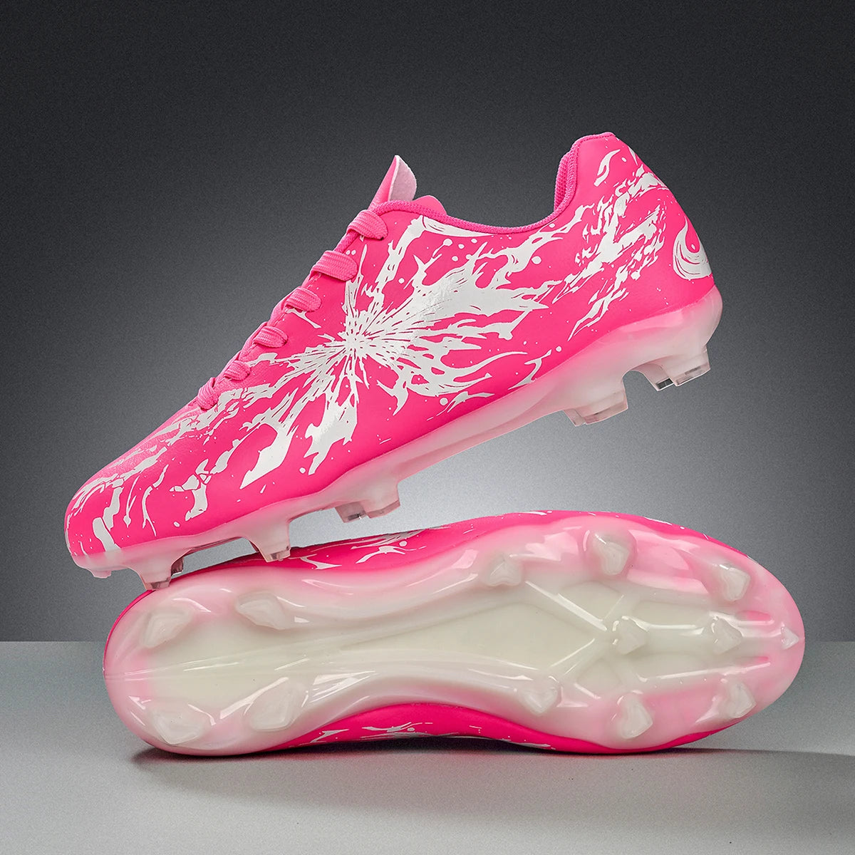 Chaussures de football pour hommes, modèle AG FG Hybrid, avec crampons, tige en PU confortable et semelle absorbant les chocs, idéales pour l’entraînement sur gazon naturel.