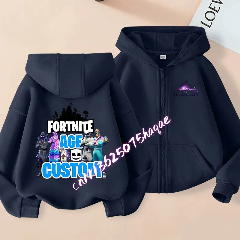 Kid Outdoor Jacket Cartoon FORTNITED Girl Boy Sweatshirt Coat High-Quality Thin Windbreaker Girl Autumn Zip Jacket Clothing Tops
