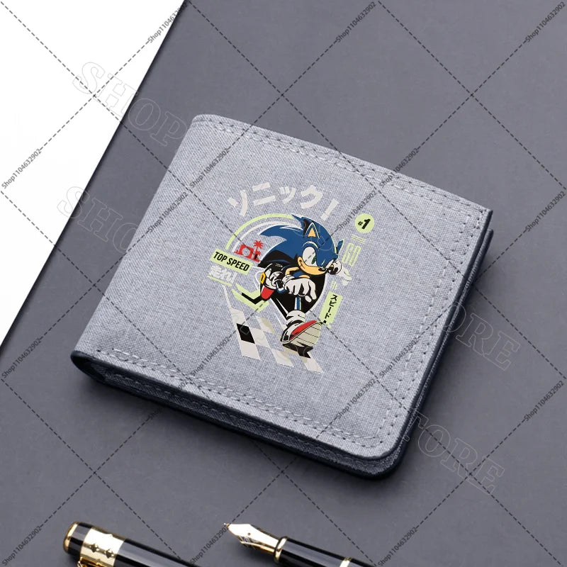 Sonics Mens Purses Men Wallets Cartoon Anime Graphic Print Cute Purse Portable Large Capacity Card Packs Birthday Party Gifts