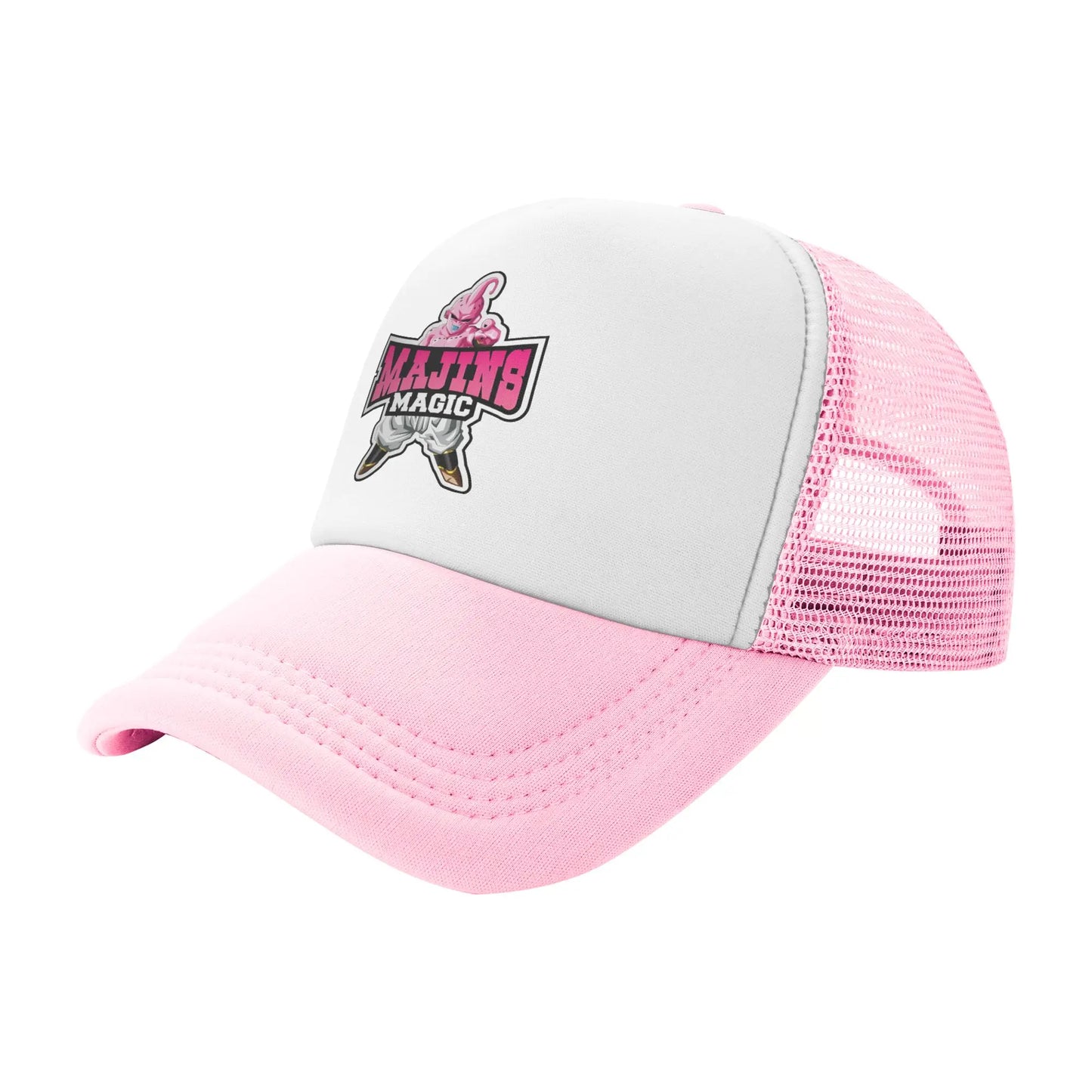 Dragon Ball Kid Buu Trucker Cap Unisex Hats Sun Caps Trucker Cap Adjustable Polyester Mesh Baseball Cap Summer