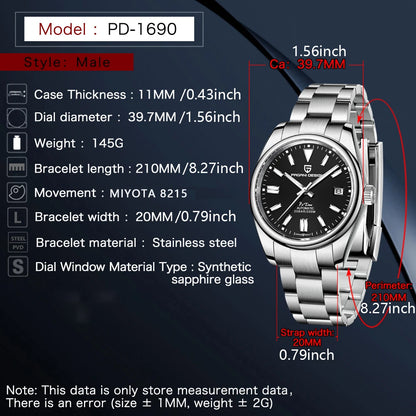 2026 PAGANI Design New 39mmMen's  Mechanical Watches NH35/8215  Automatic Watch Sapphire Stainless Steel 20Bar Waterproof Reloj