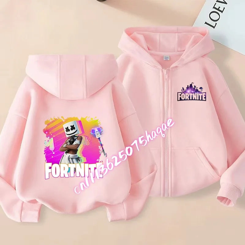 Kid Outdoor Jacket Cartoon FORTNITED Girl Boy Sweatshirt Coat High-Quality Thin Windbreaker Girl Autumn Zip Jacket Clothing Tops