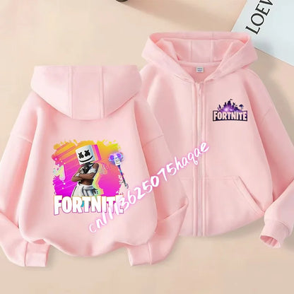 Kid Outdoor Jacket Cartoon FORTNITED Girl Boy Sweatshirt Coat High-Quality Thin Windbreaker Girl Autumn Zip Jacket Clothing Tops