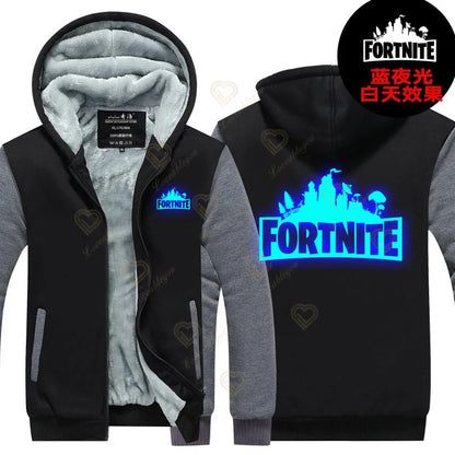 New Arrival Fortnite Men Cool Sweatshirt Battle Game Coat Winter Thick Fleece Warm Zipper Harajuku Hoodie Streetwear