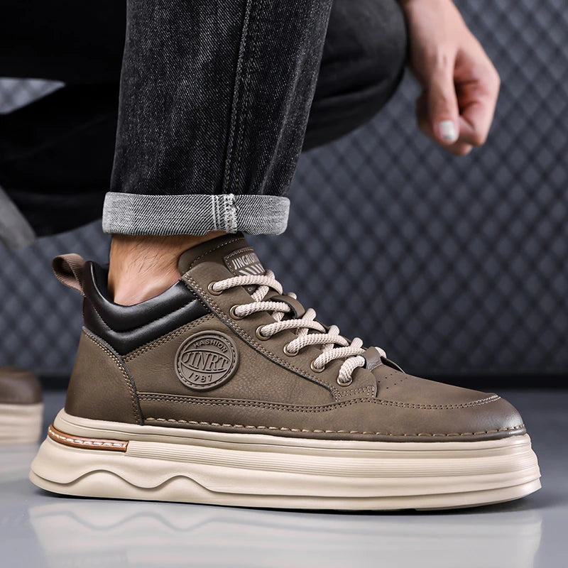 Pantofi Oxford casual pentru bărbați, din piele, cu talpă groasă, la modă, pentru exterior, fără toc, de calitate superioară, pantofi Oxford realizați manual, pentru plimbare