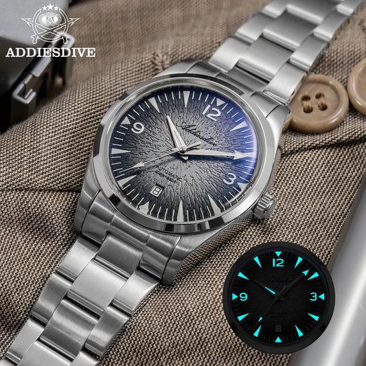 Relógio de mergulho masculino ADDIESDIVE AD2508 luminoso 100M resistente à água, aço inoxidável 316L, movimento 8215, relógio mecânico automático