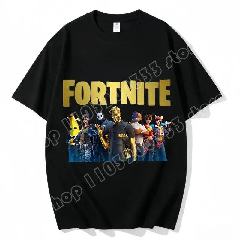 Fortnite Crew Neck T-Shirt Unisex Adult Game Dance Fashion New Pure Cotton Short Sleeve Tops Perfect for Casual Wear Vacations