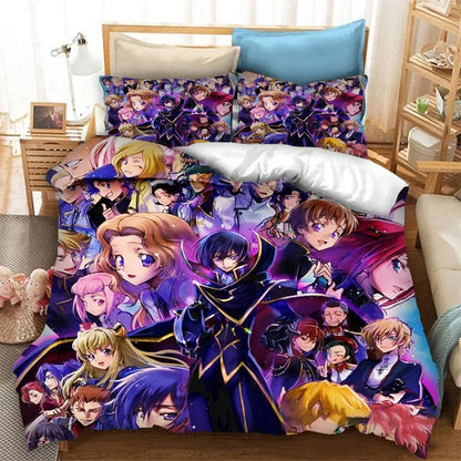 Moderigtigt 3D-printet Anime Code Geass-dynebetræk, 2/3 dele sengesæt, Double Twin Full Queen King, sengetøj til voksne og børn, quiltbetræk