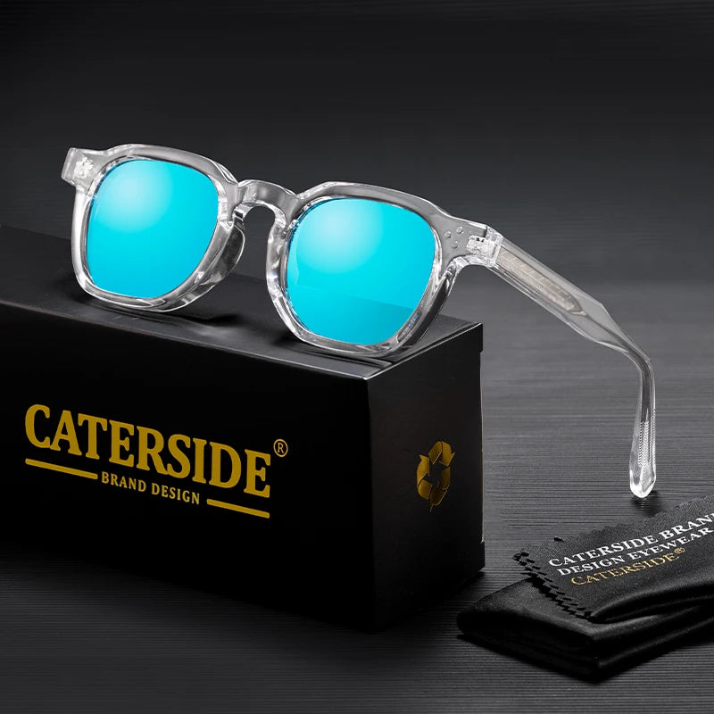 CATERSIDE New Fashion Punk Men Sunglasses Frame Square Personalized Design Sun Glasses Women Travel Party Business Festival Gift