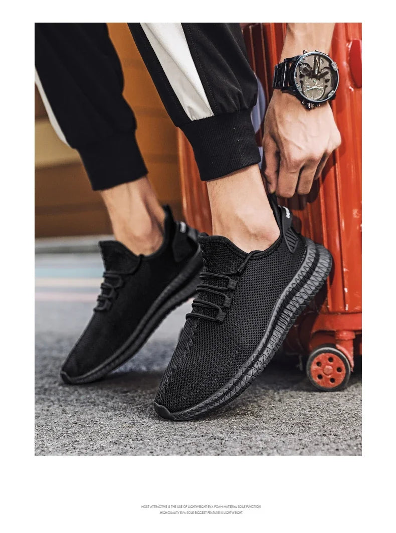 Antislip casual herensneakers, ademend, voor buiten, joggen, training, wandelen, sport, hardlopen, outdoor, geweven, gebreid, veterschoenen