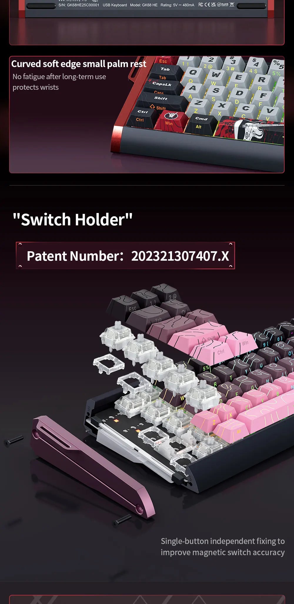 SKYLOONG GK61/GK68 HE Magnetische Tastatur Aluminiumgehäuse 8000hz RT0.01mm Rapid Trigger PBT-Tastenkappen RGB-Hintergrundbeleuchtung kabelgebundene Gaming-Tastatur