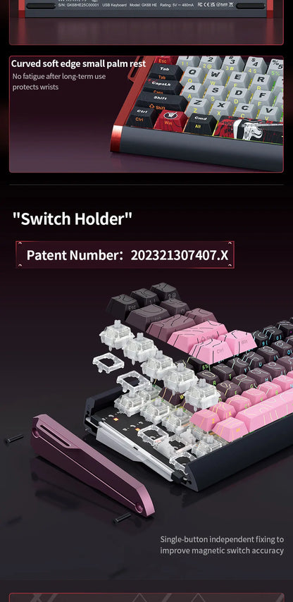 SKYLOONG GK61/GK68 HE Magnetische Tastatur Aluminiumgehäuse 8000hz RT0.01mm Rapid Trigger PBT-Tastenkappen RGB-Hintergrundbeleuchtung kabelgebundene Gaming-Tastatur