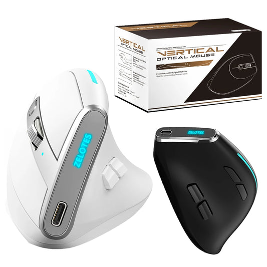 Mouse vertical ergonomic F-36 2.4G+BT1+BT2 wireless pentru mâna dreaptă și stângă, mouse gaming optic USB pentru computer și laptop