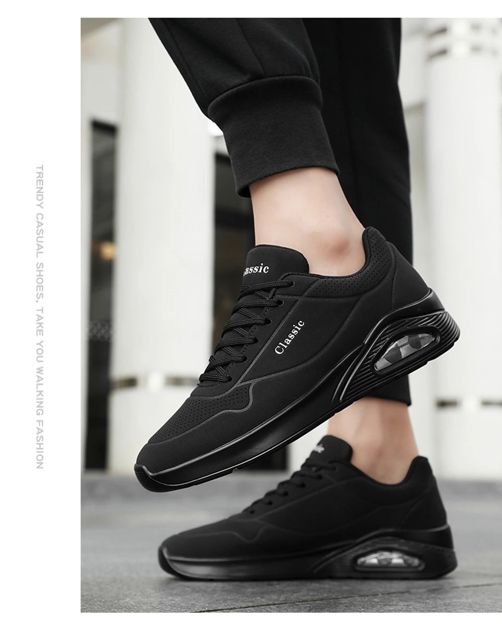 Men's Breathable Shock-Absorbing Running Shoes with Air Cushion Lightweight Low-Top Sneakers for Gym Training Casual Wear