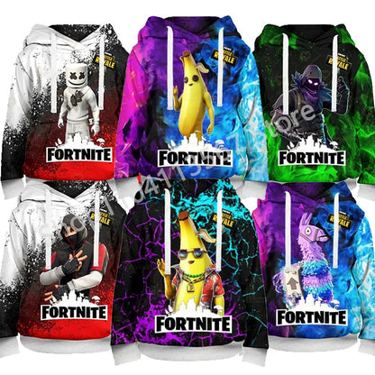 Sweatshirts com Capuz Llama Battle Royale F-Fortnited com Impressão 3D para Homem, Mulher e Criança, Rapaz e Rapariga, Pullover Streetwear Verde
