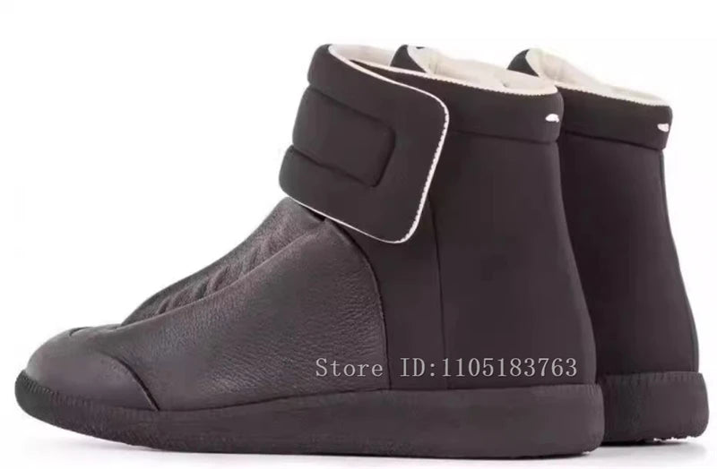 Men Mixed Color Real Leather Ankle Boots Fashion Design Lace-Up High Top Sport Shoes Male Casual Flat Sneakers