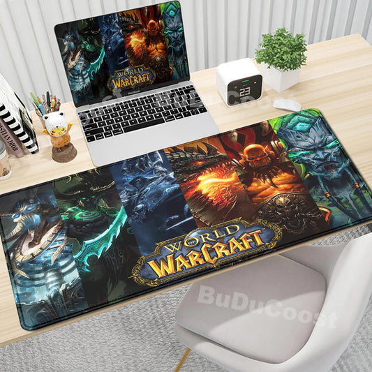 Anime World of Warcraft herní podložka na stůl pod myš a klávesnici, počítačové příslušenství XXL s obšitými okraji, podložka pro hráče do kanceláře