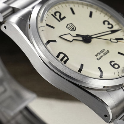 Watchdives WD1960S V2 36Mm Vintage Cream Man Watches VH31 Sweep Seconds Quartz Watch Bubble K1 Sapphire Luminous Stainless Steel