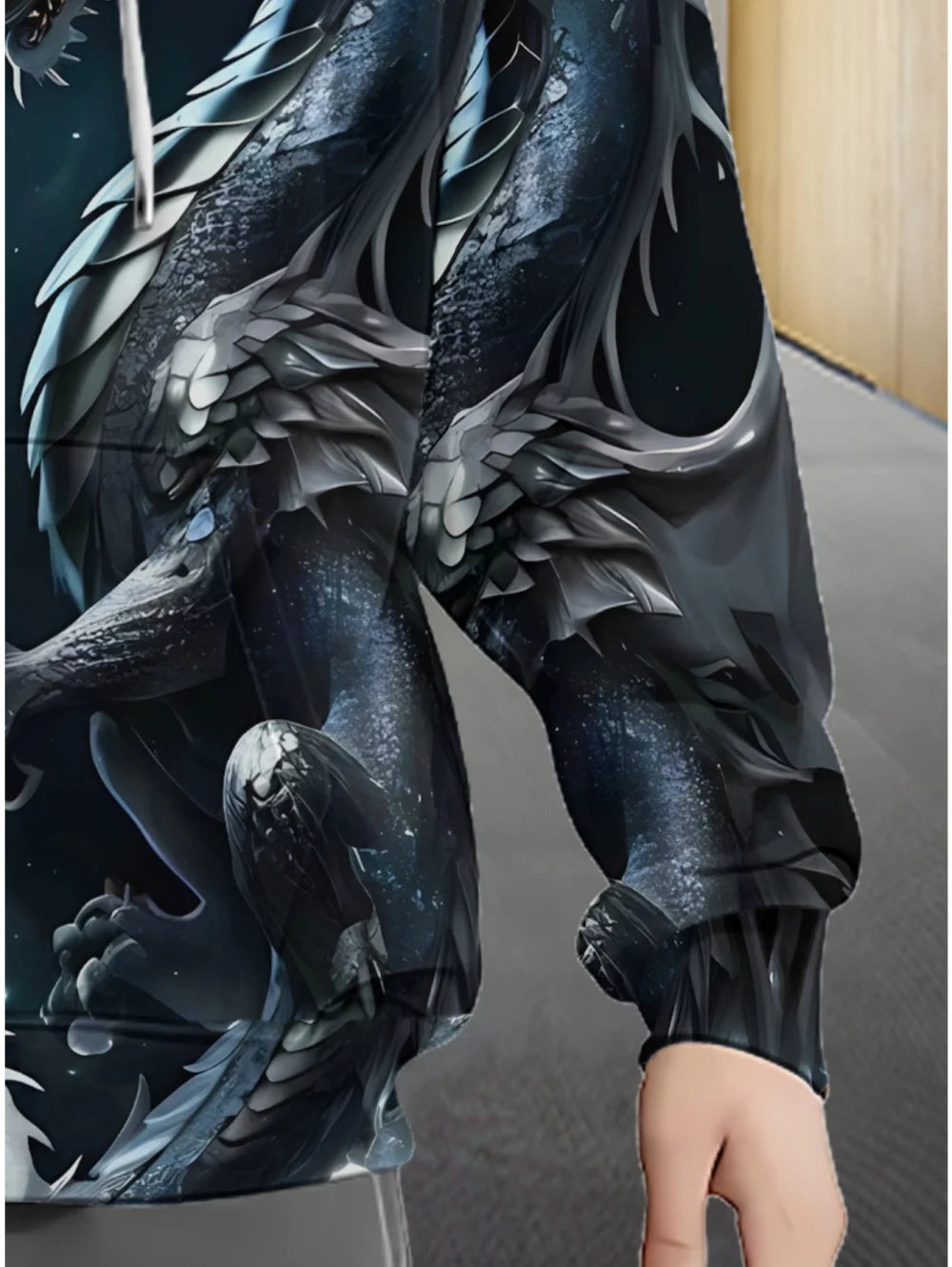 Men's Dragon Print Zipper Hoodie Outdoor Activities Travel Drawstring Long Sleeve Hoodies Autumn Winter Oversize Man Sweatshirts