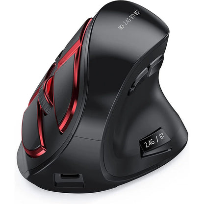Jomaa 2.4G+Bluetooth vertikale kabellose Maus für Apple Mac Laptop Notebook, 9 Tasten, wiederaufladbare Gaming-Maus für PC iPad