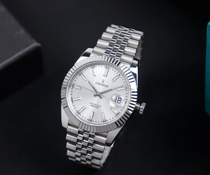 Cronos DateJ Luxury Men Watch Stainless Steel 5 Links Bracelet PT5000 Miyot 9015 100m Water Resistant Sapphire L6046M