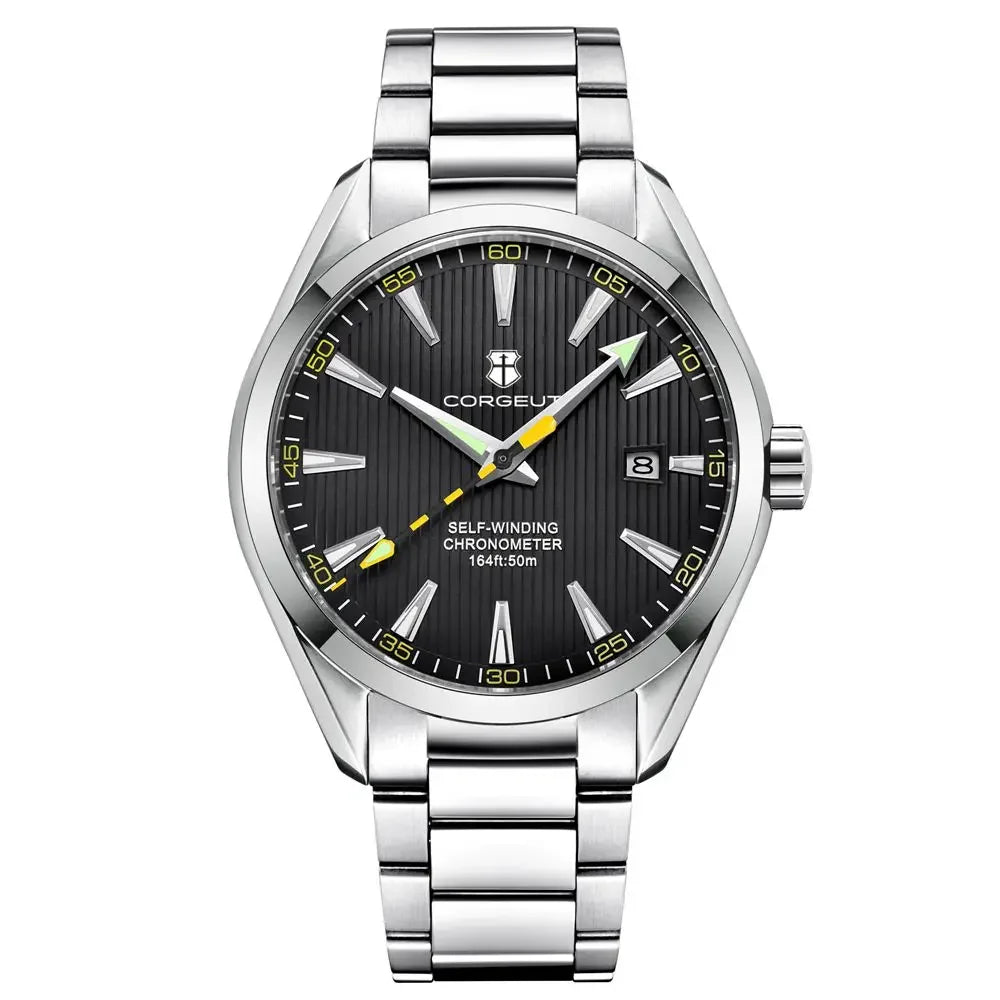 Corgeut 41mm Luxury NH35 Movt Man Sport Clock Automatic Relogio Masculino Mechanical Wristwatch Sapphire Steel Band Men's Watch