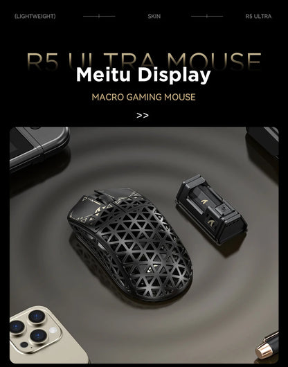 ATTACK SHARK R5 Ultra Carbon Fiber kabellose Gaming-Maus, PixArt PAW3950MAX Gaming-Sensor, 42000DPI, 8000Hz, MCU Nordic 52840