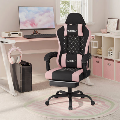 WOLTU Swivel Computer Chair with Massage Function Ergonomic Office Chair with Pillow & Footrest Height Adjustable Gaming Chair