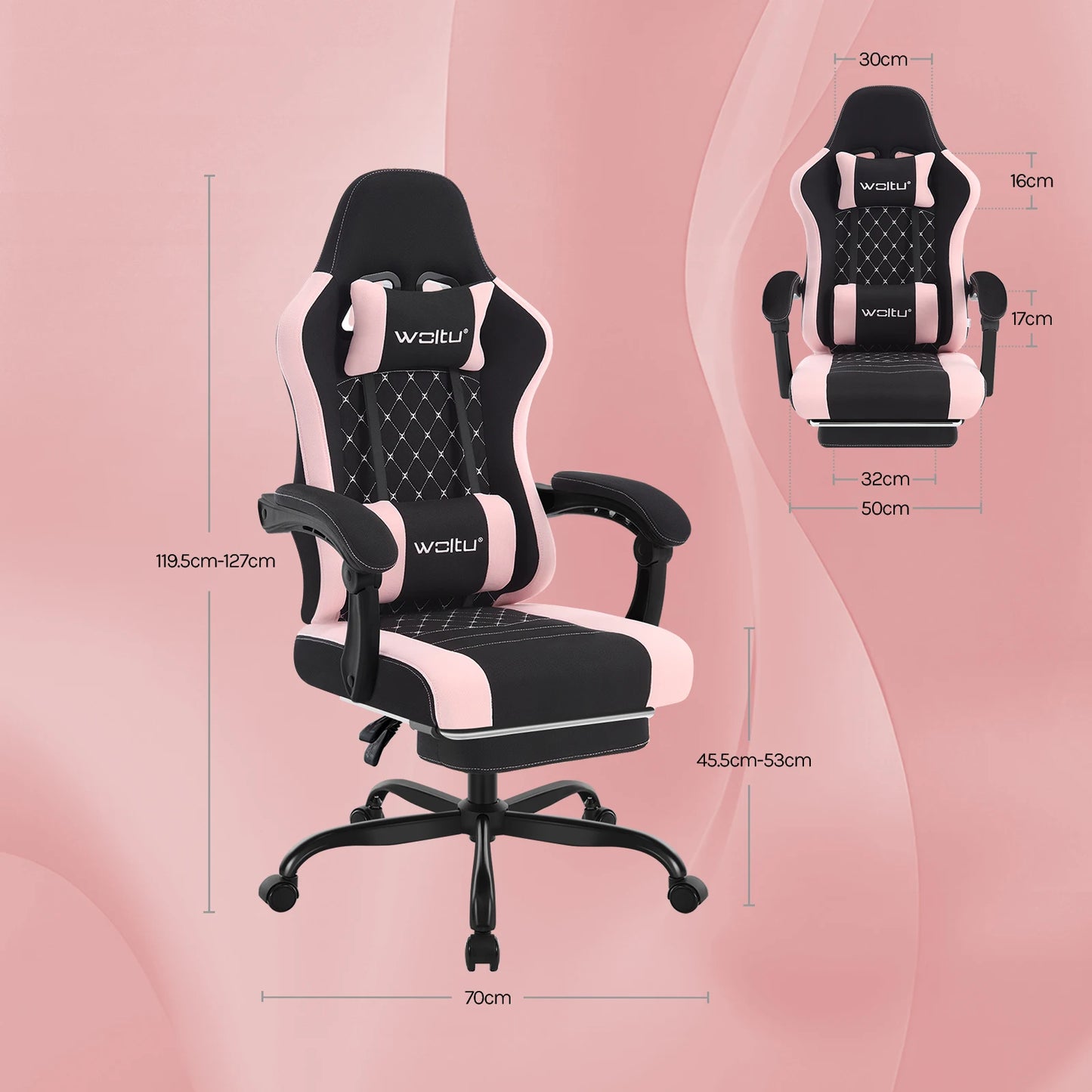 WOLTU Swivel Computer Chair with Massage Function Ergonomic Office Chair with Pillow & Footrest Height Adjustable Gaming Chair