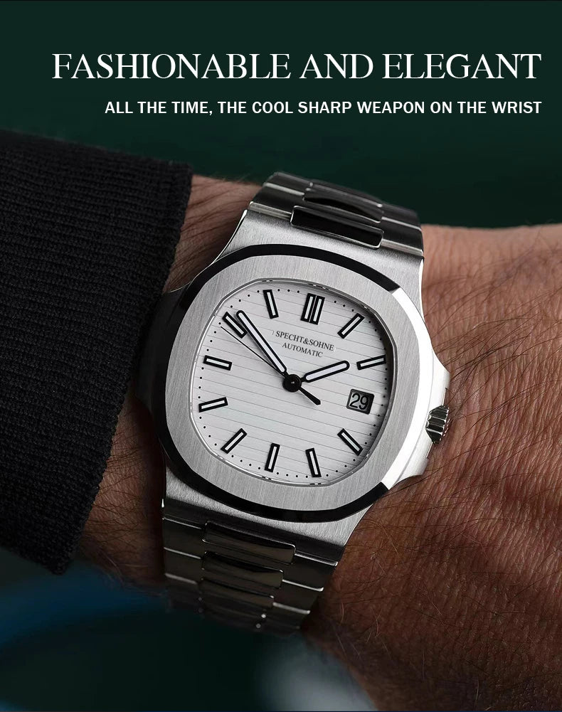 Novo relógio masculino Specht&Sohne mecânico Japan Miyota 8215 Movt em aço inoxidável rose gold clássico 5711 impermeável