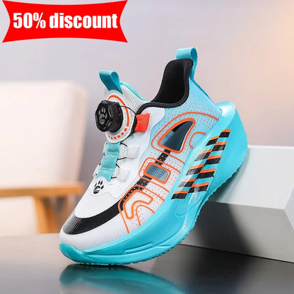 Children's Running Shoes Comfortable Mesh Boys Outdoor Training Shock-Absorbing Tennis Shoes New Hollow Breathable Casual Shoes