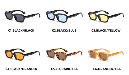 BOYSEEN Beach Sunglasses Man Summer Orange Sun Glasses UV400  Narrow frame square punk sunglasses show