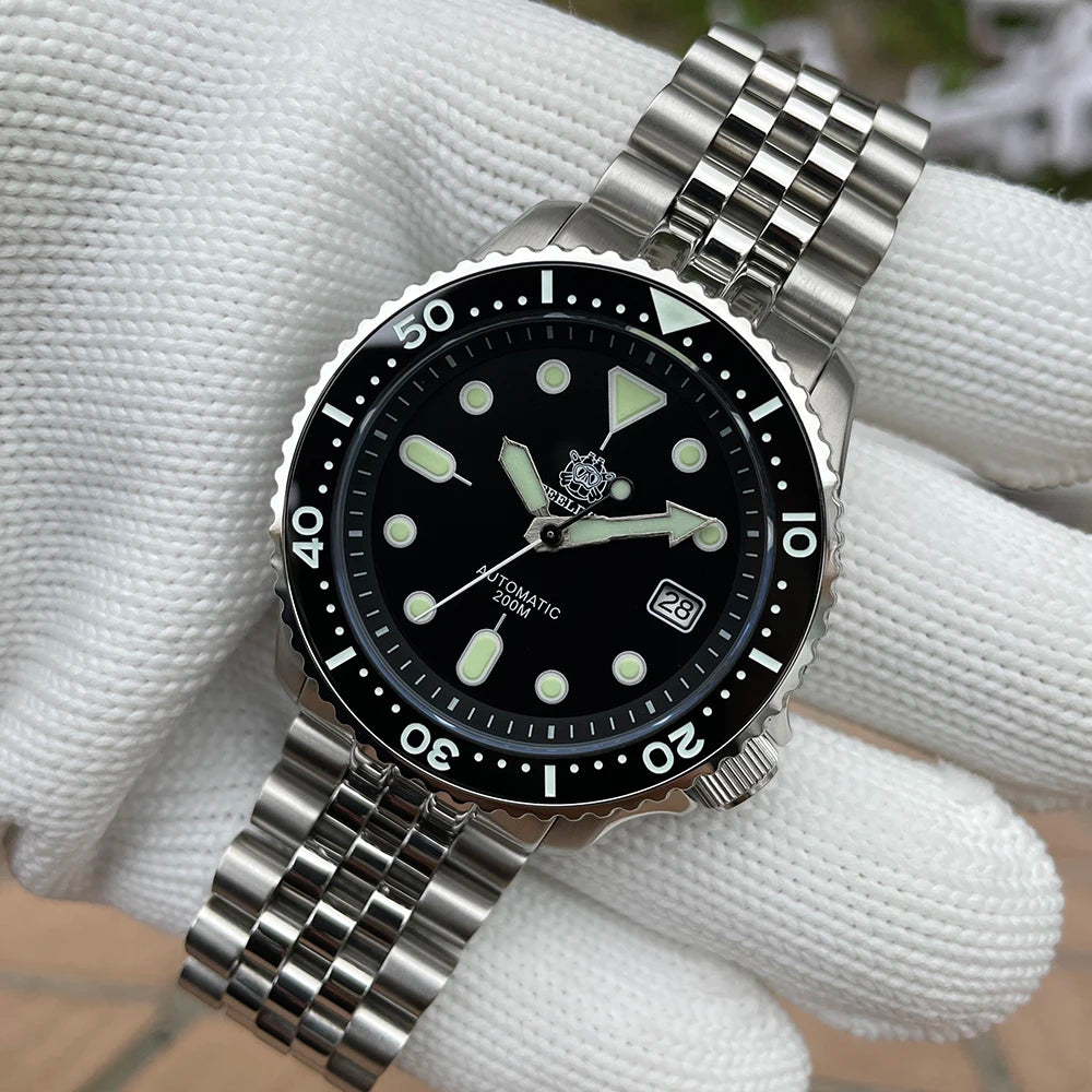 Mechanical Watch for Men STEELDIVE SD1973 Japan NH35 Automatic Movement Ceramic Bezel 200M Waterproof Classic Dive Small Abalone